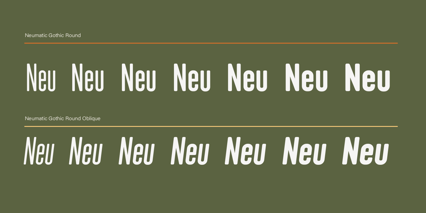 Neumatic Gothic Round Medium Oblique Font preview